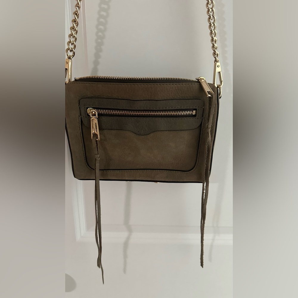 Rebecca Minkoff Khaki Crossbody Bag with Gold Zippers